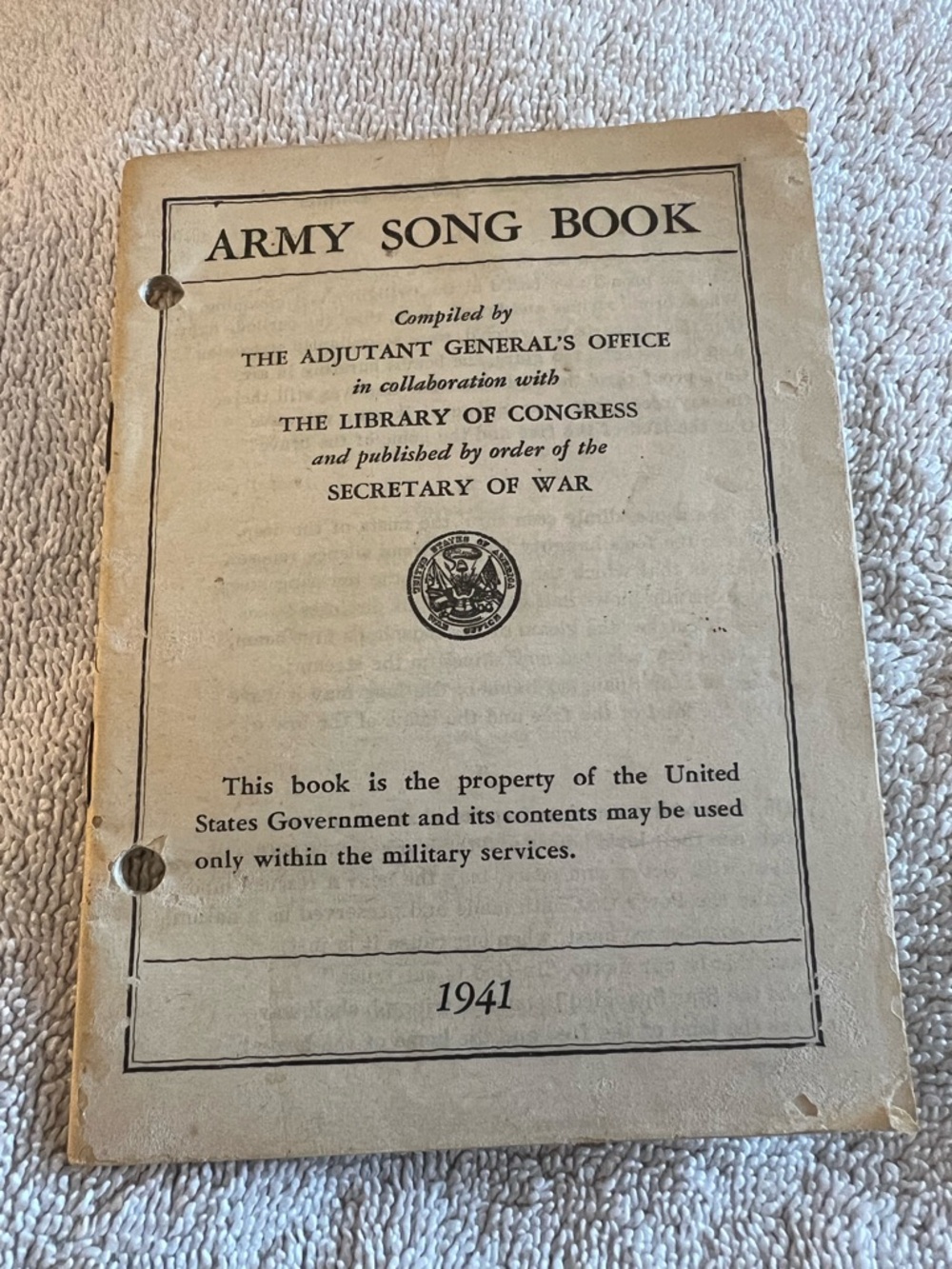 1941 Army Song Book
